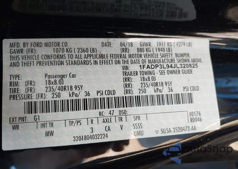 2018 Ford Focus St z USA, uszkodzony, nr VIN 1FADP3L94JL320825